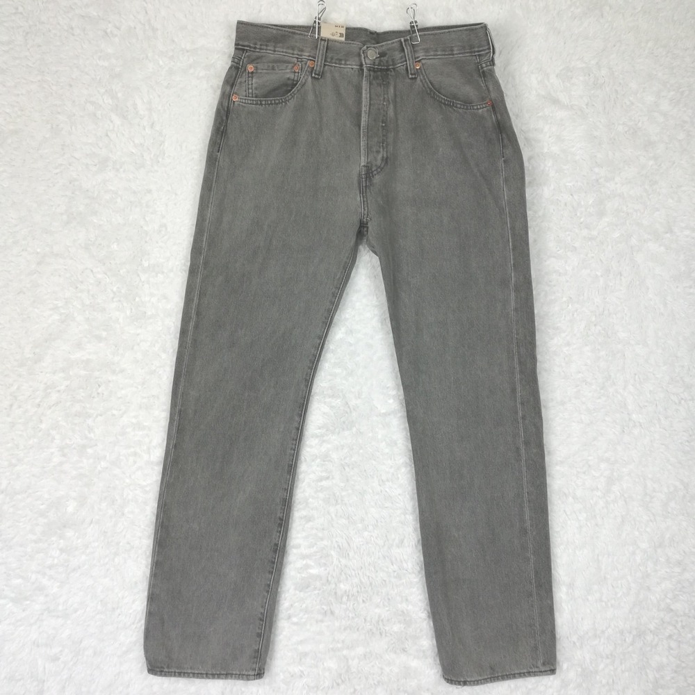 Levi's Mens Jeans 501 Straight Leg Gray Denim Button Fly Relaxed 34x32